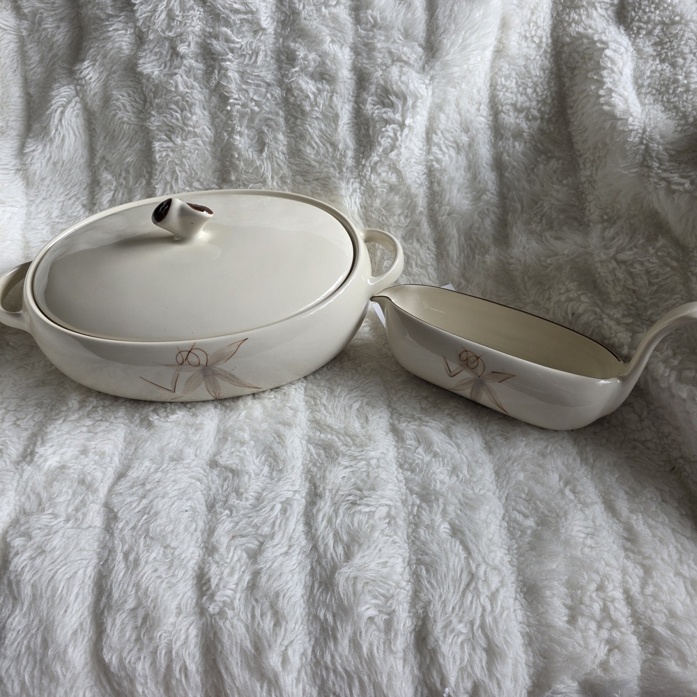 Winfield Mid Sentury Elegant Cream And Pot Roast Dinnerware Set